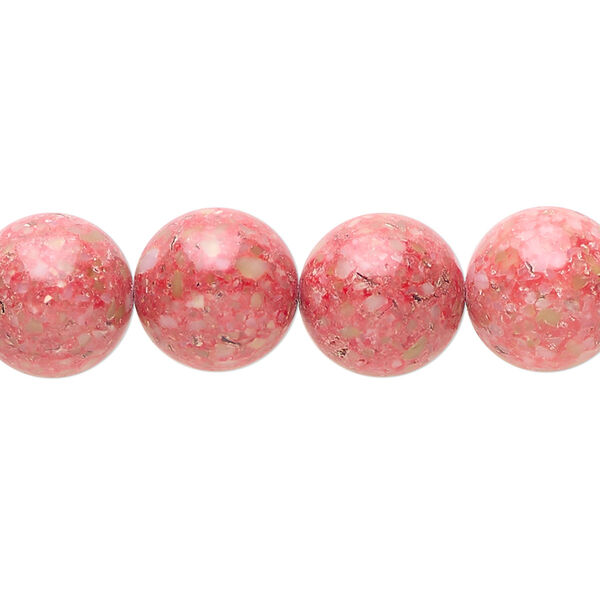 Multi-gemstone / mother-of-pearl shell / resin 1pkg1, round bead 15 inch 11-13mm image number 0