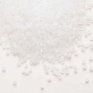 Seed bead, Delica®, glass, pkg/50g, #11 round, translucent opal (DB-0220).