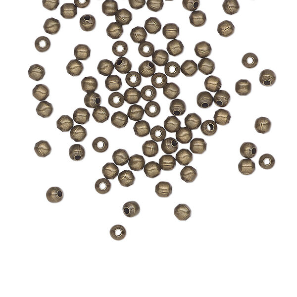Bead, antique brass-plated steel, 2.5mm round. Sold per pkg of 100. image number 0