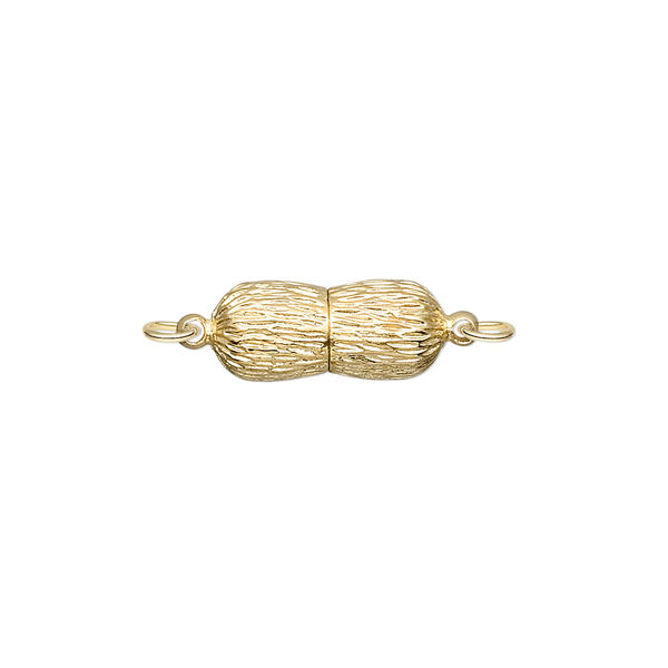 Clasp, magnetic, "vermeil," 15x7mm brushed hourglass. Sold individually. image number 0