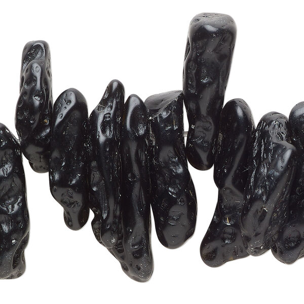 Bead, tektite (waxed), medium to large top- and center-drilled nugget, Mohs hardness 5 to 5-1/2. Sold per 15" to 16" strand. image number 0