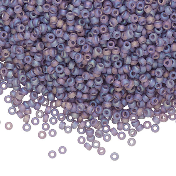 Seed bead, Miyuki, glass, pkg/25g, #11 rocaille, translucent matte rainbow light amethyst, (RR-157FR). image number 0