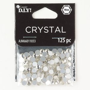 Flat back glass 125pk clear, 3.80-4.00mm faceted round, SS16