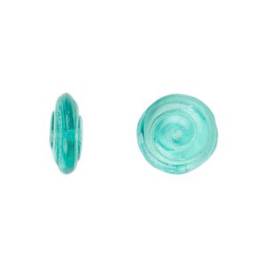 Bead, Czech pressed glass, light aqua, 13.5x5.5mm spiral. Sold per 15-1/2" to 16" strand, approximately 65 beads.