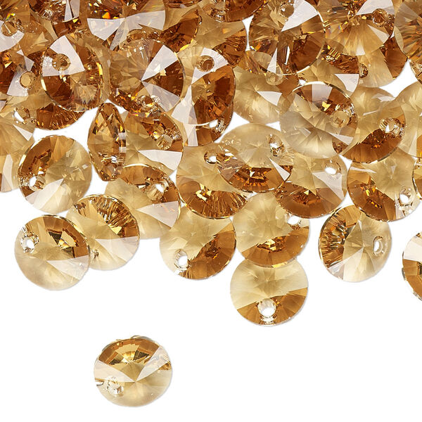 Drop 12pk light Colorado topaz, Crystal Passions® 8mm pendant mini disk 6428 image number 1
