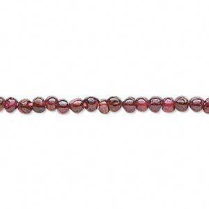 Garnet 1pkg1, hand-cut uneven round bead 14 inch 3-4mm