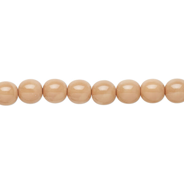 Bead, Czech dipped décor glass druk, opaque brown, 6mm round. Sold per 15-1/2" to 16" strand. image number 0