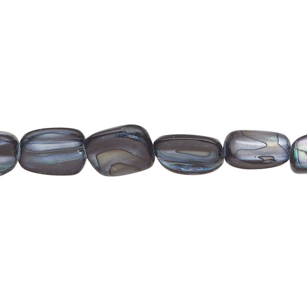 Mother-of-pearl shell 1pkg1, pebble bead 15 inch dark blue steel small to medium image number 0