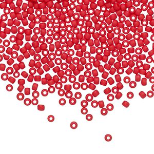 Seed bead, TOHO BEADS®, glass, pkg/7.5g, #11 round, opaque frosted cherry red (TR-11-45AF).