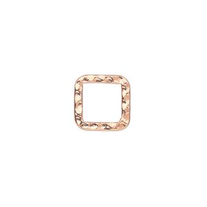 Component, copper-plated steel, 12x12mm double-sided hammered open square. Sold per pkg of 12.