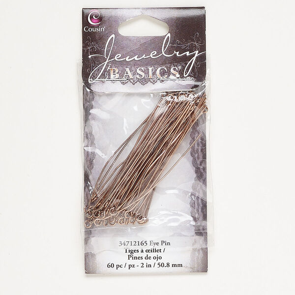 Eye pin, copper-finished steel, 2 inches, 22 gauge. Sold per pkg of 60. image number 0