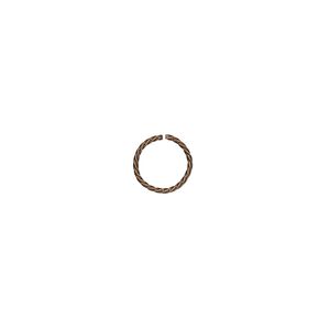 Jump ring, antique gold-plated brass, 8mm twisted round, 6.7mm inside diameter, 20 gauge. Sold per pkg of 100.