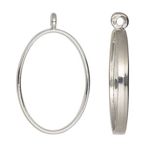 Focal, silver-finished "pewter" (zinc-based alloy), 32x22mm open oval. Sold per pkg of 2.