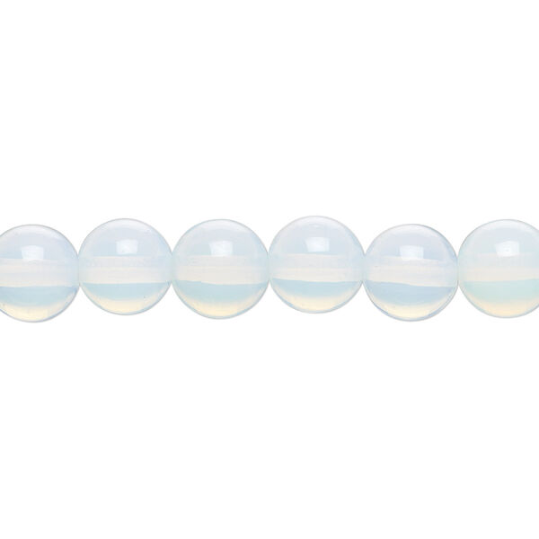 Bead, sea "opal" (glass), translucent to semitranslucent, 8mm round. Sold per 15-1/2" to 16" strand. image number 0