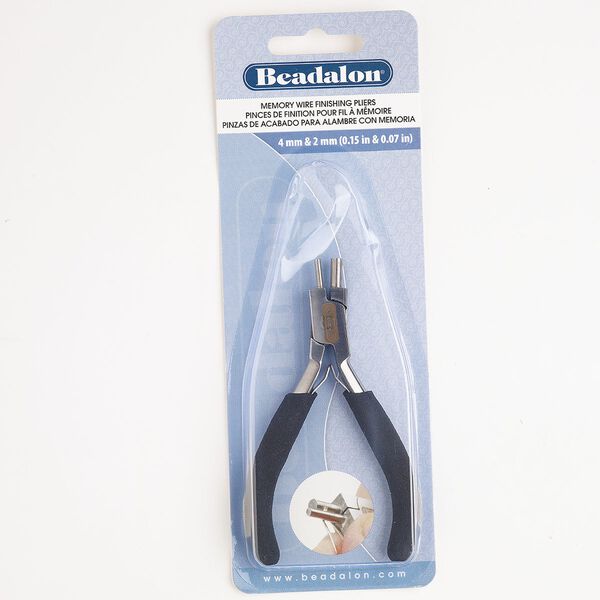 Pliers, Beadalon®, steel and rubber, pkg/1, 4-inch memory wire finisher, silver finish and black (72099895). image number 0