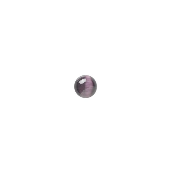 Cabochon, cat's eye glass (fiber optic glass), purple, 6mm calibrated round, quality grade. Sold per pkg of 10. image number 0