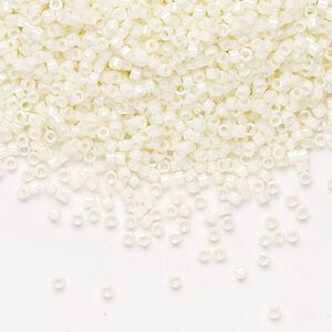 Seed bead, Miyuki Delica®, glass, pkg/250g, #11 round, opaque matte glazed luster alabaster.