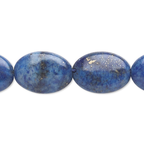 Bead, denim lapis (dyed), 18x13mm puffed oval, D- grade, Mohs hardness 5 to 6. Sold per 15-inch strand. image number 0
