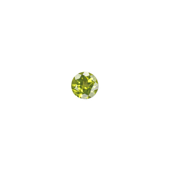 Gem, peridot (natural), 7mm faceted round, A grade, Mohs hardness 6-1/2 to 7. Sold individually. image number 0