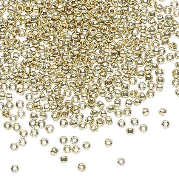 Seed bead, TOHO BEADS®, glass, pkg/250g, #11 round, opaque galvanized PermaFinish yellow gold (TR-11-PF559). image number 0