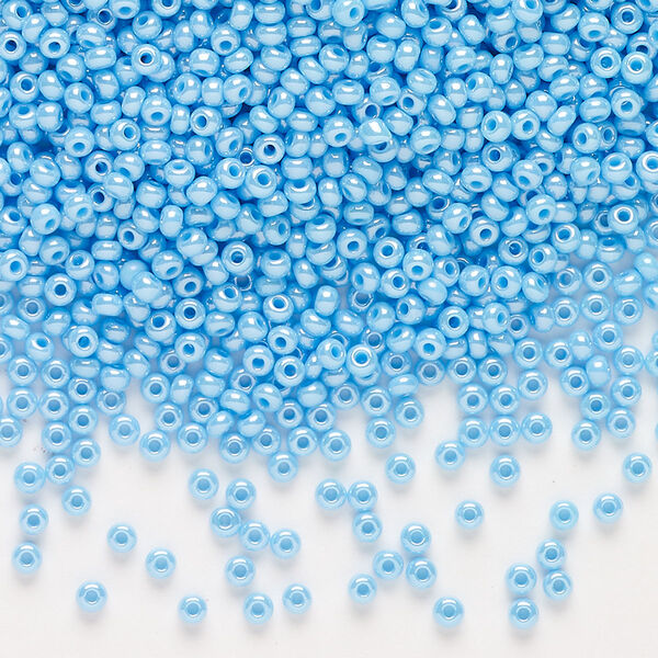 Seed bead, Preciosa Ornela, glass, opaque luster turquoise, #11 rocaille. Sold per 500-gram pkg. image number 0
