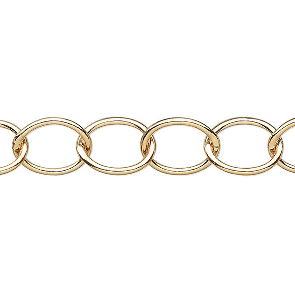 Chain, 14Kt gold-filled, 10x9mm cable. Sold per pkg of 5 feet. image number 0