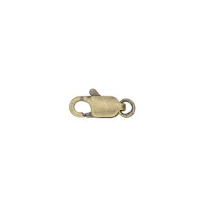 Clasp, lobster claw, antique gold-plated brass, 12x5mm with jump ring. Sold per pkg of 10.