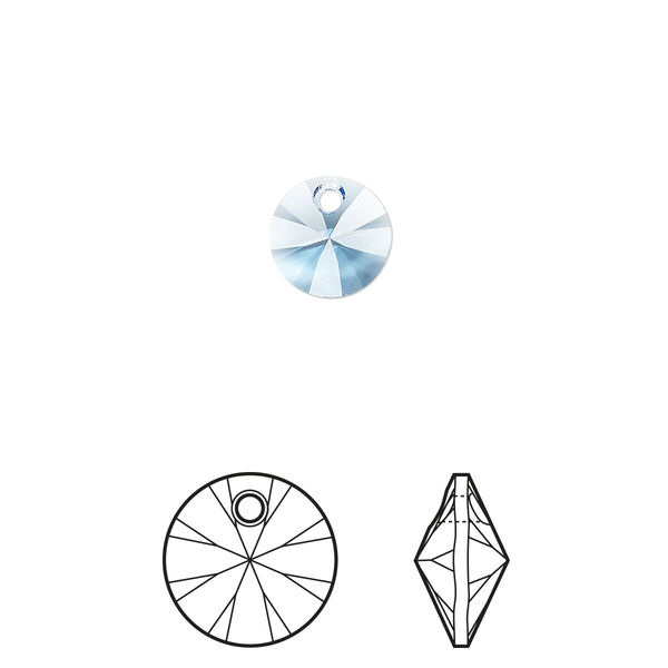 Drop 144pk ice blue, Swarovski® ReCreated™ 8mm pendant mini disk 6428 image number 0