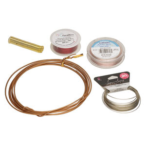 Mystery Grab Bag, jewelry-making wire 1pkg5 mixed finishes and metals, 0.1-5mm mixed shapes / gauges / lengths.