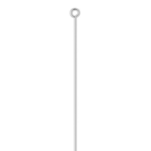 Eye pin, silver-plated brass, 4 inches, 21 gauge. Sold per pkg of 100. image number 0
