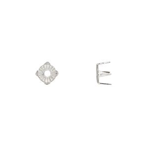 Rhinestone mount, imitation rhodium-plated brass, 5.5x4mm with SS20 rose or rose 4-prong tiffany setting. Sold per pkg of 100.