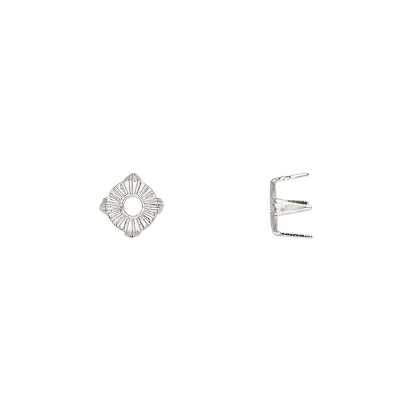 Rhinestone mount, imitation rhodium-plated brass, 5.5x4mm with SS20 rose or rose 4-prong tiffany setting. Sold per pkg of 100. image number 0
