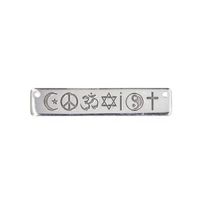 Focal, sterling silver and enamel, black, 30x6mm single-sided flat rectangle with coexist symbol. Sold individually.