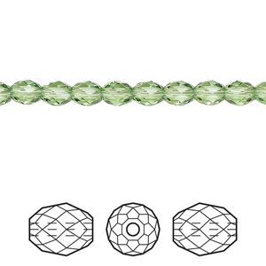 Bead 4pk peridot, Crystal Passions® Regenerated 5x4mm olive briolette 5044