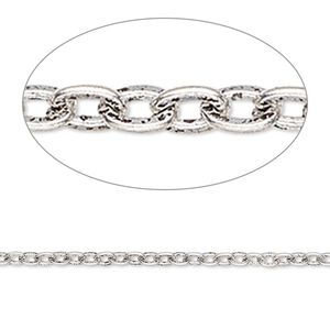 Chain 1pkg1 silver-plated cable, 2mm flat, antique steel 5 foot unfinished