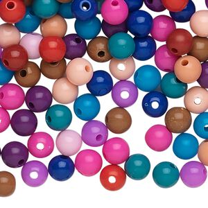 Bead, acrylic, opaque autumn colors, 6mm round. Sold per pkg of 1,116.