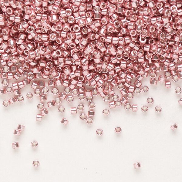 Seed bead, Delica®, glass, pkg/50g, #11 round, opaque galvanized pink blush (DB-0435). image number 0