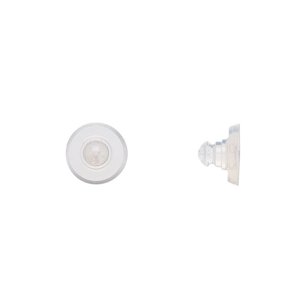 Earnut, silicone and 14Kt gold, clear, 9x6mm disc. Sold per pair. image number 0