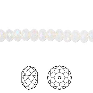 Bead 12pk white opal shimmer 2X, Crystal Passions® 6x4mm rondelle 5040