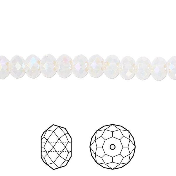 Bead 12pk white opal shimmer 2X, Crystal Passions® 6x4mm rondelle 5040 image number 0