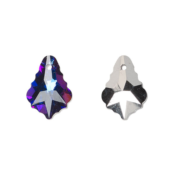 Drop, glass, opaque clear purple passion, 16x11mm baroque. Sold per pkg of 10. image number 0