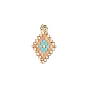 Drop, Creative Touch, glass, copper / salmon / turquoise blue, 17x13mm double-sided diamond. Sold individually.