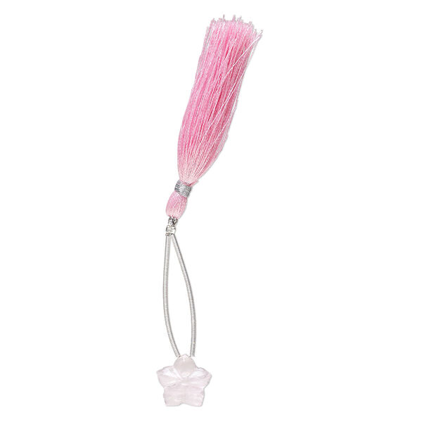 Rose quartz 1pkg1, hand-cut top-drilled 2-sided carved flower bead natural 16x16mm image number 1