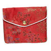 Pouch 1pkg3 silver-finished steel and rayon, multicolored, 4.75x4-inch floral brocade. image number 2