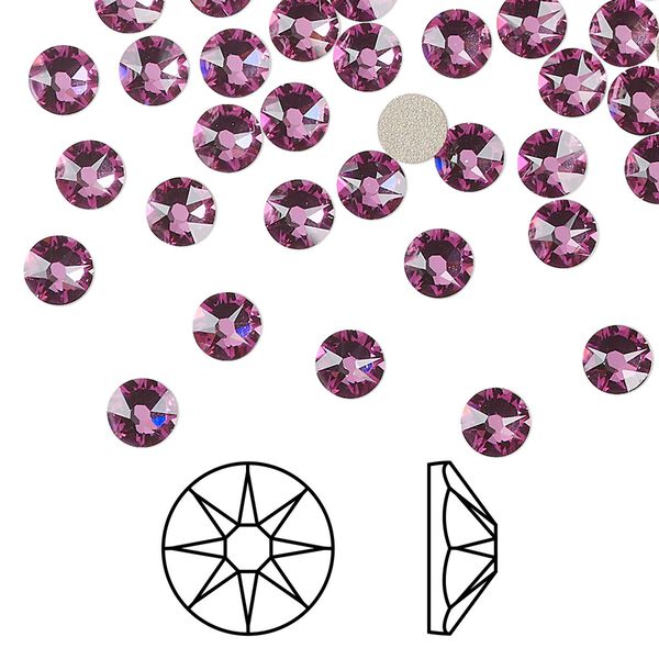 Flat back 1440pk dark rose foil back, Swarovski® 4.6-4.8mm XIRIUS rose round SS20 2088 image number 0