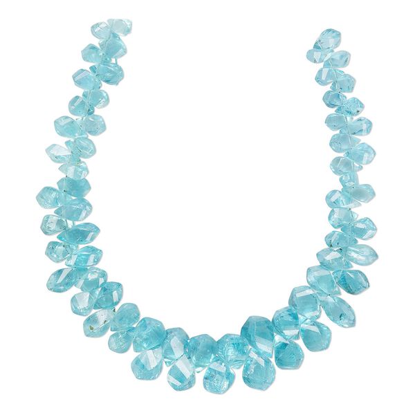Apatite 1pkg1, hand-cut top-drilled faceted twisted teardrop bead natural 7 inch graduated 7x4mm-10x6mm image number 0
