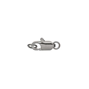 Clasp, lobster claw, gunmetal-plated brass, 12x5mm with two (2) rings. Sold per pkg of 100.