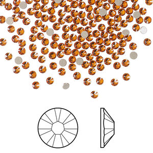 Flat back 1pkg144 dark orange (HICT) foil back, Crystal Passions® 2.1-2.3mm rose round SS7 2058