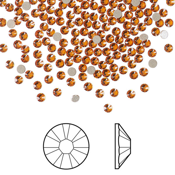 Flat back 1pkg144 dark orange (HICT) foil back, Crystal Passions® 2.1-2.3mm rose round SS7 2058 image number 0