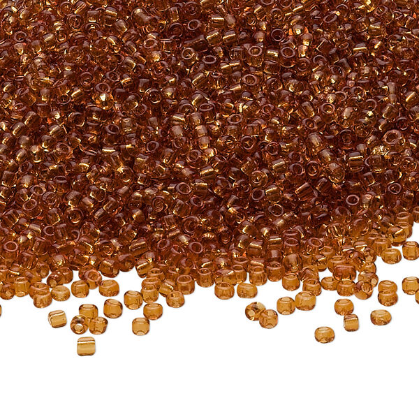 Seed bead, Ming Tree™, glass, pkg/1 pound, #11 round, transparent root beer. image number 0